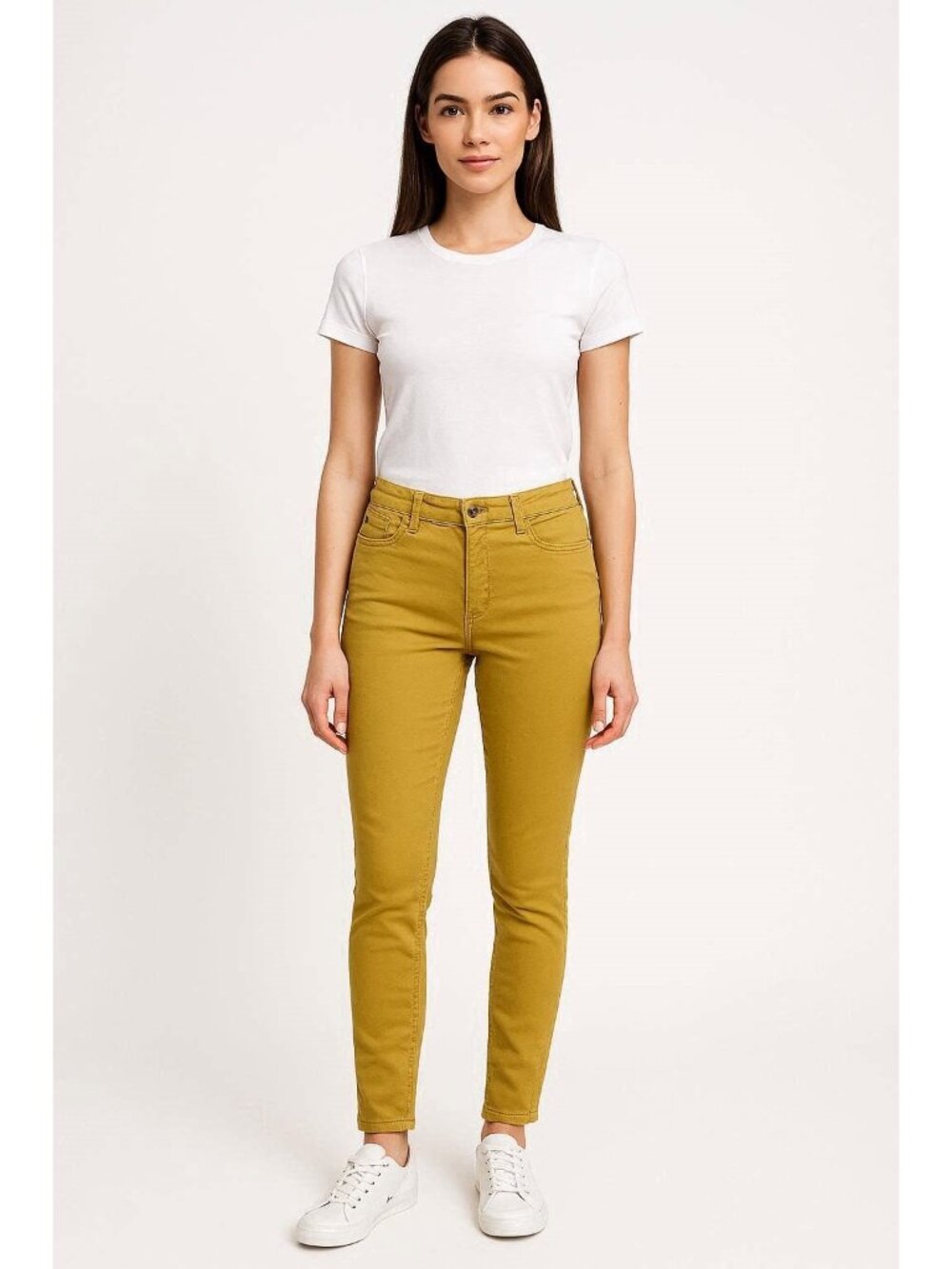 Forever 21 Golden Mustard Yellow Midrise Slim Jeans Sz 14 Stretch Brushed Cotton